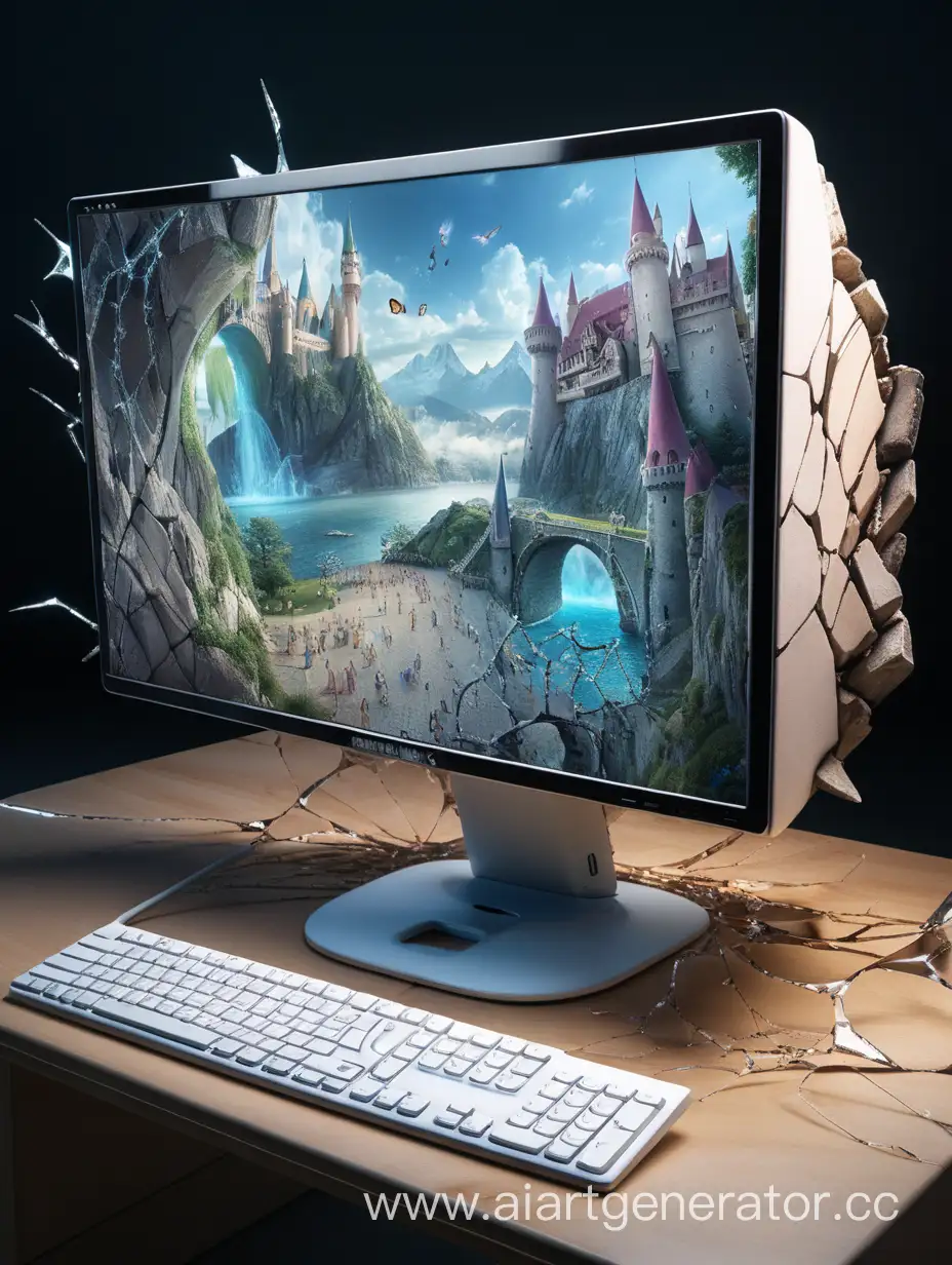 Fantasy-World-Emerging-from-Cracked-Monitor