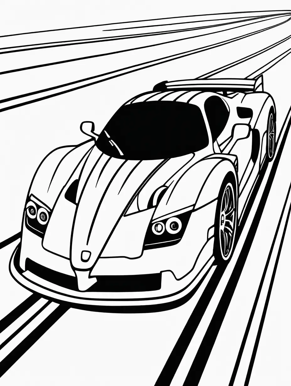 Sportive Car Coloring Page for Kids on a Racetrack