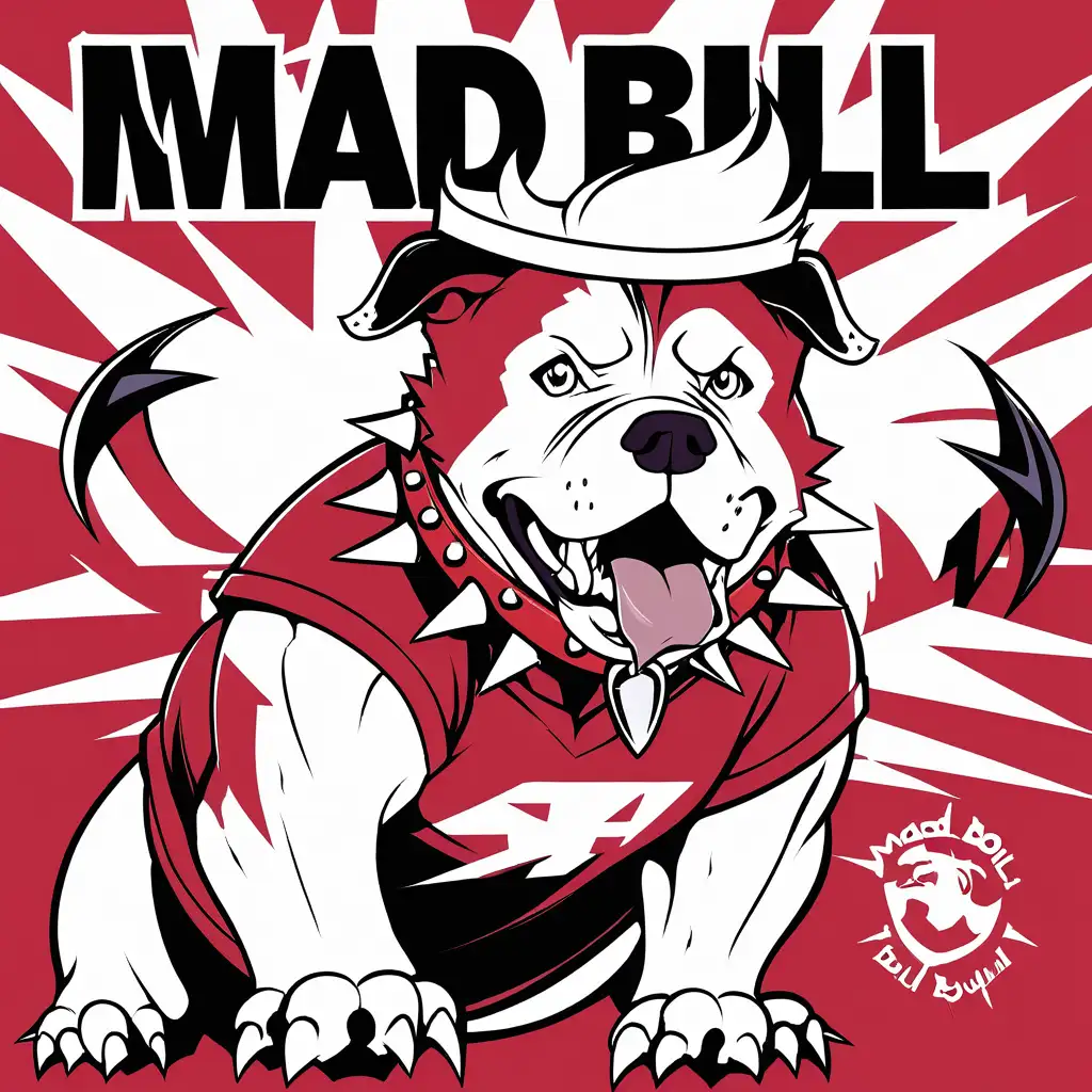 Fierce Bull Dog Rugby Player with Spiked Collar in Dynamic Vector Art