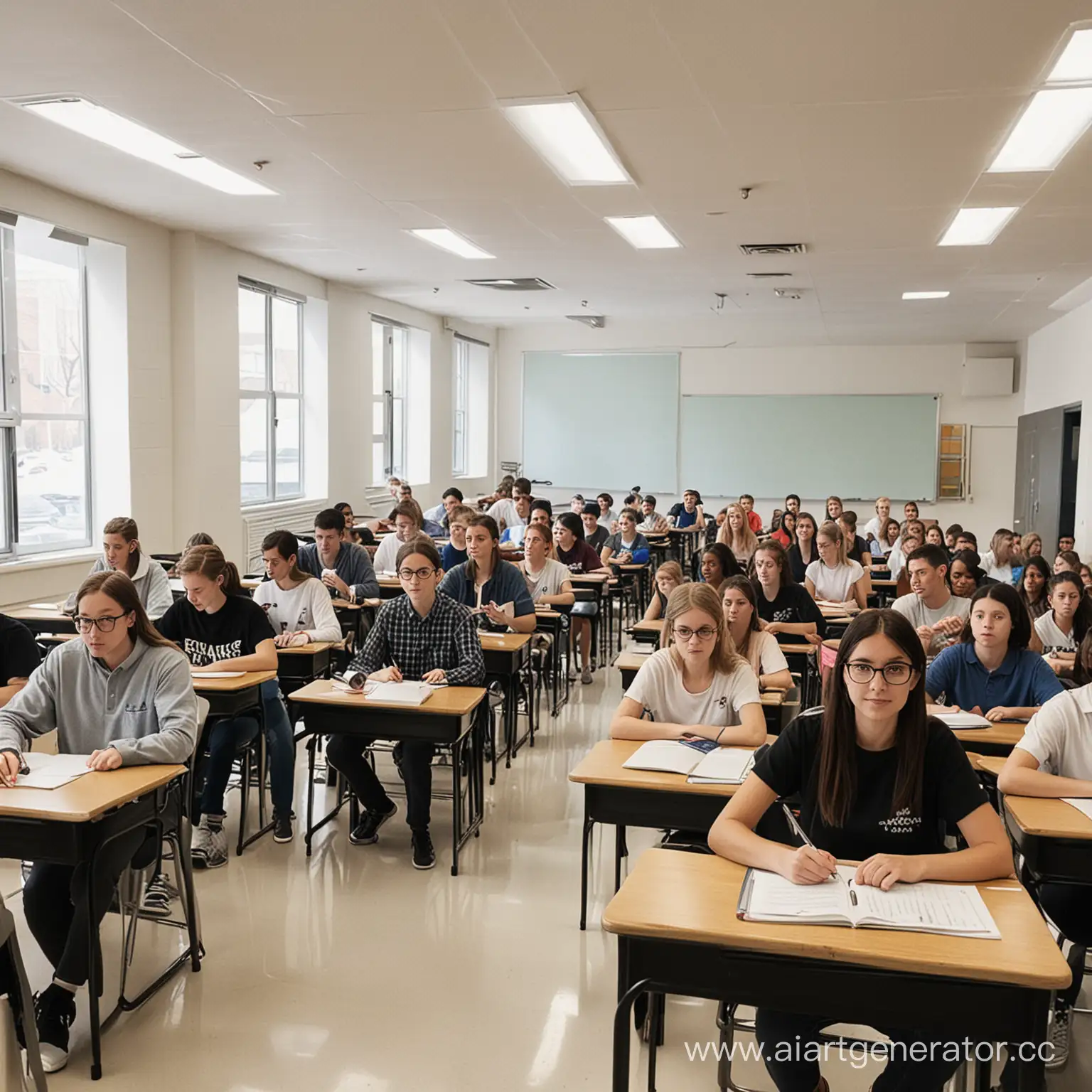 a class full of students 