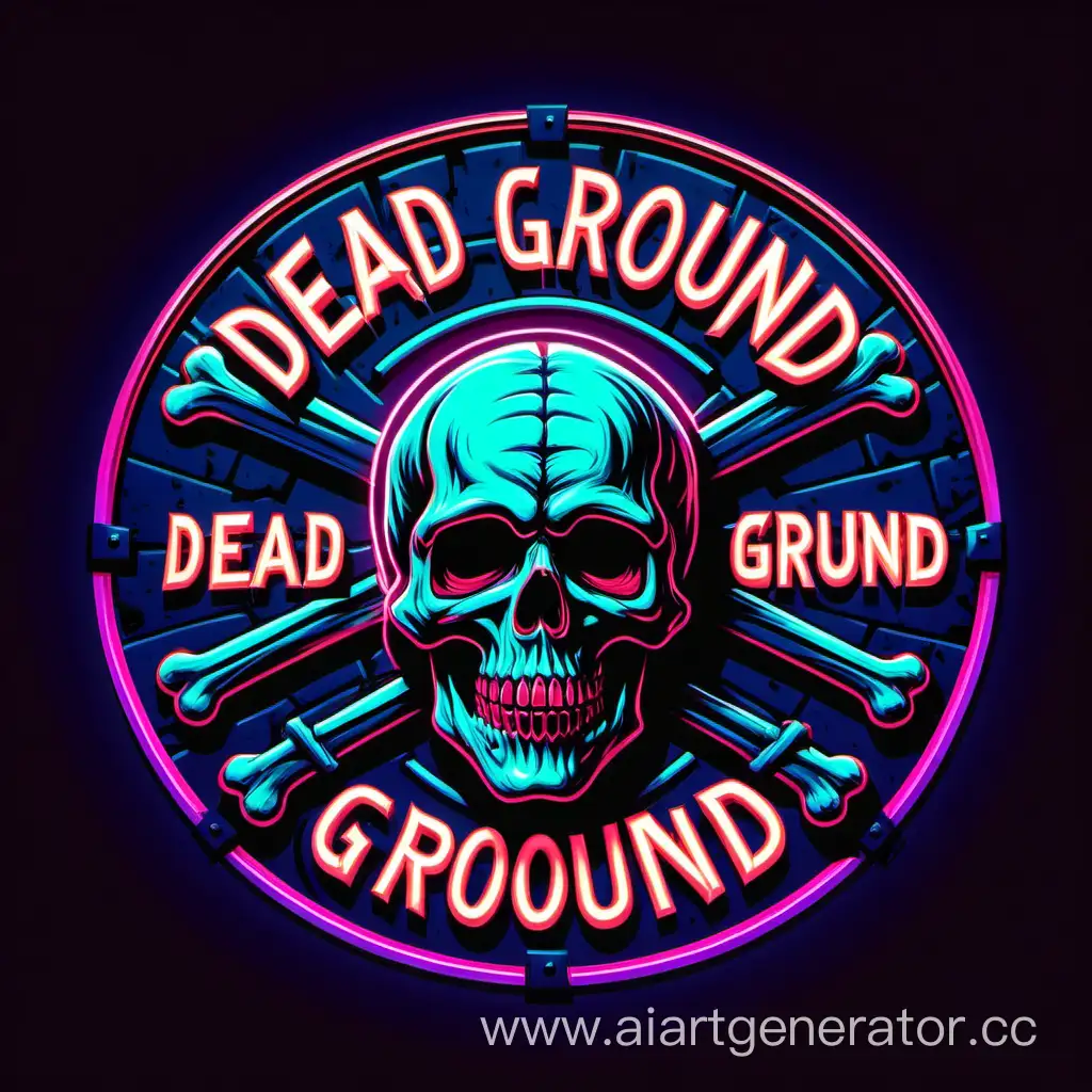 логотип с черепом в неоновых оттенках с надписью Dead Ground