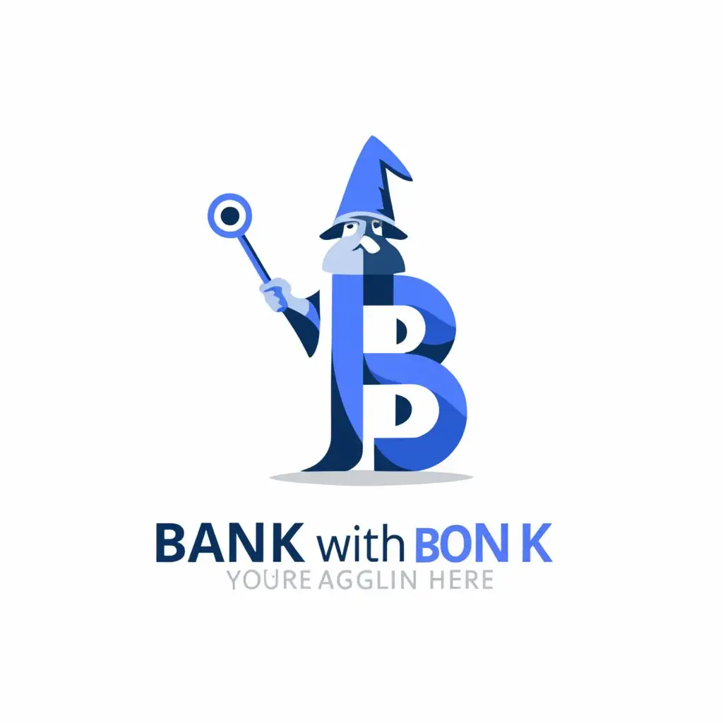 a logo design,with the text "BANK WITH BONKA", main symbol:WIZARD,Moderate,be used in Finance industry,clear background
