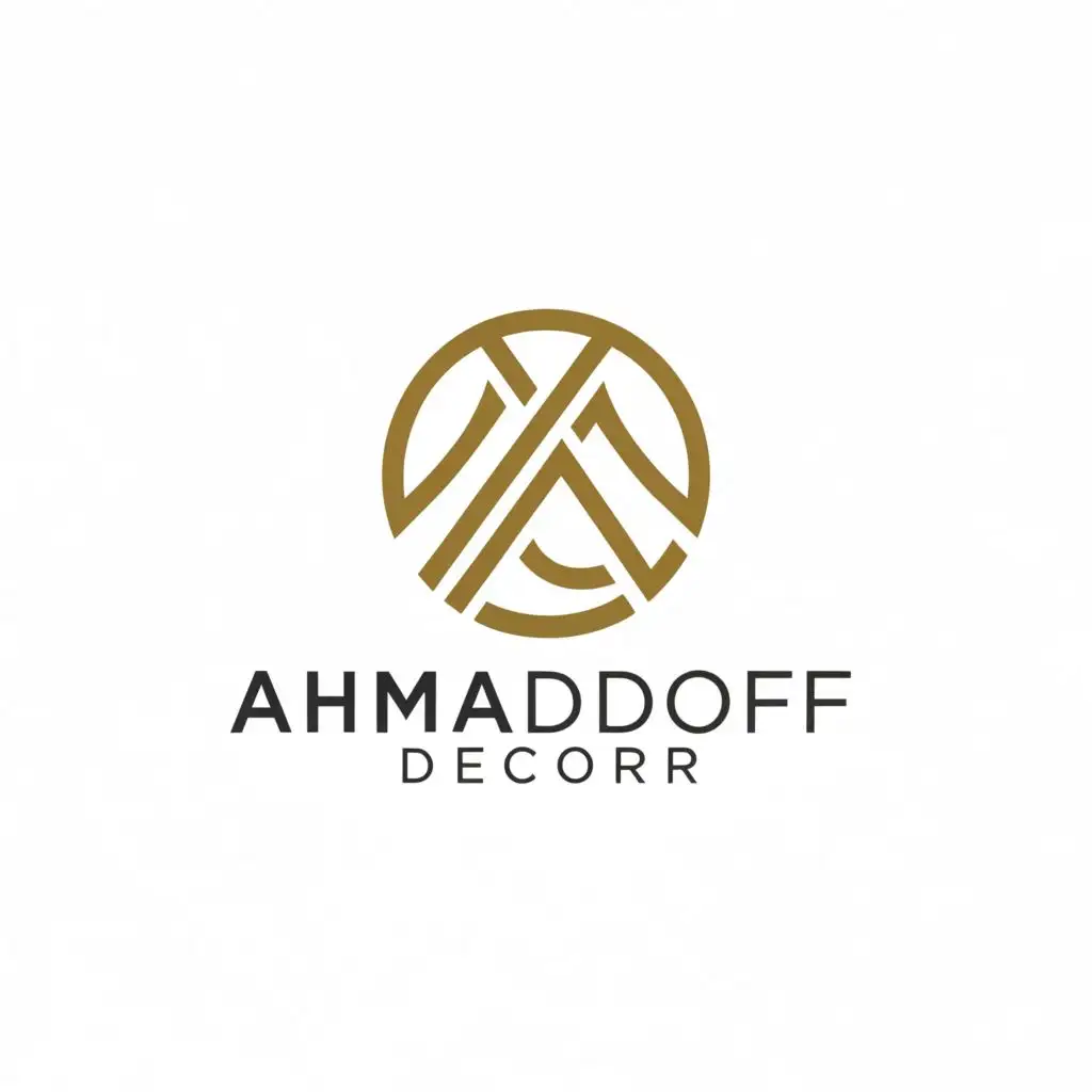 a logo design,with the text "Ahmadoff_decor", main symbol:An circle,Minimalistic,clear background