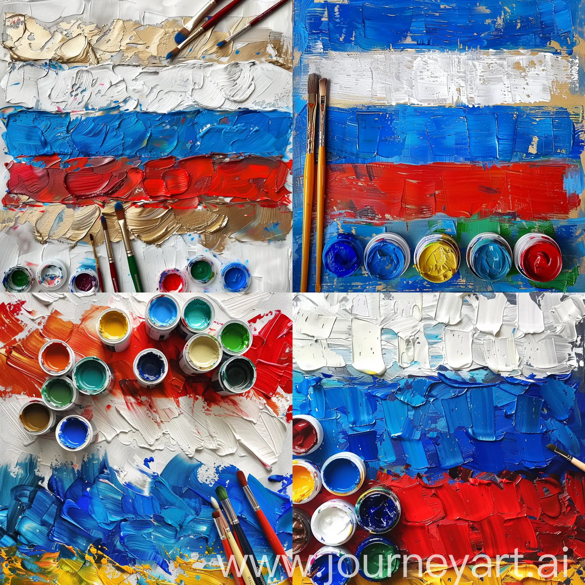 Vibrant-Painting-of-the-Russian-Flag-Patriotic-Artwork-in-Bold-Colors
