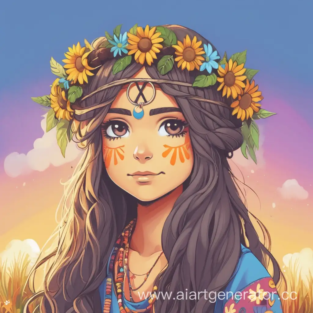 Bohemian-Beauty-with-a-Floral-Crown-FreeSpirited-Hippie-Girl