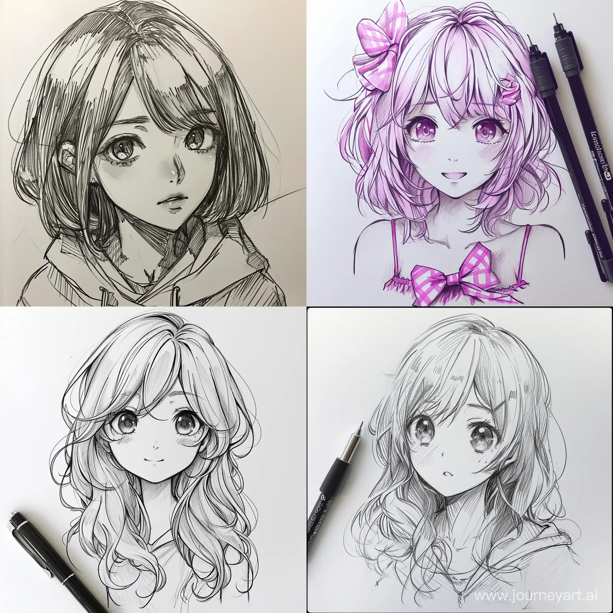anime drawings with drawing styles like kooleen