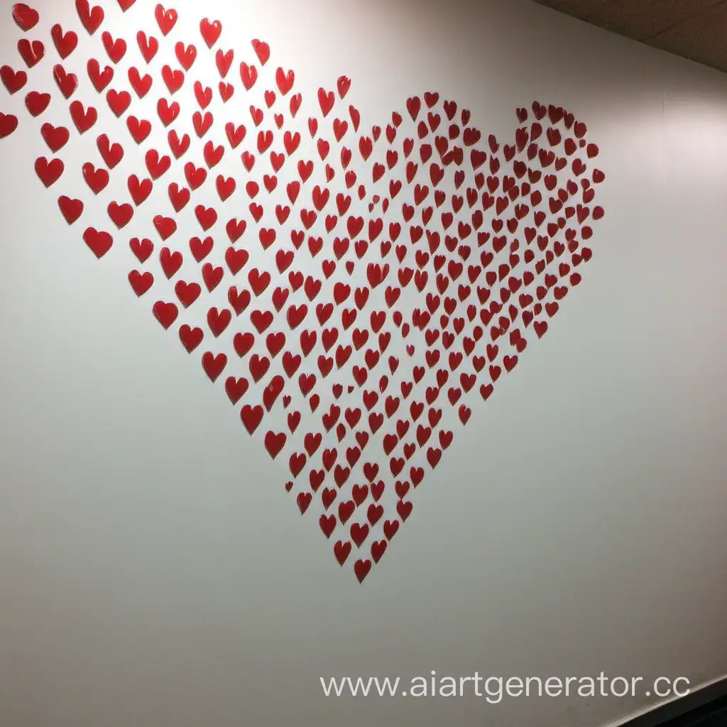 100 hearts  on the store walls