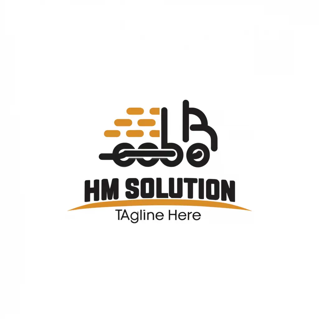 LOGO-Design-for-HM-Solution-Truck-and-Trailer-Symbolism-with-Trucking-Expert-Tagline
