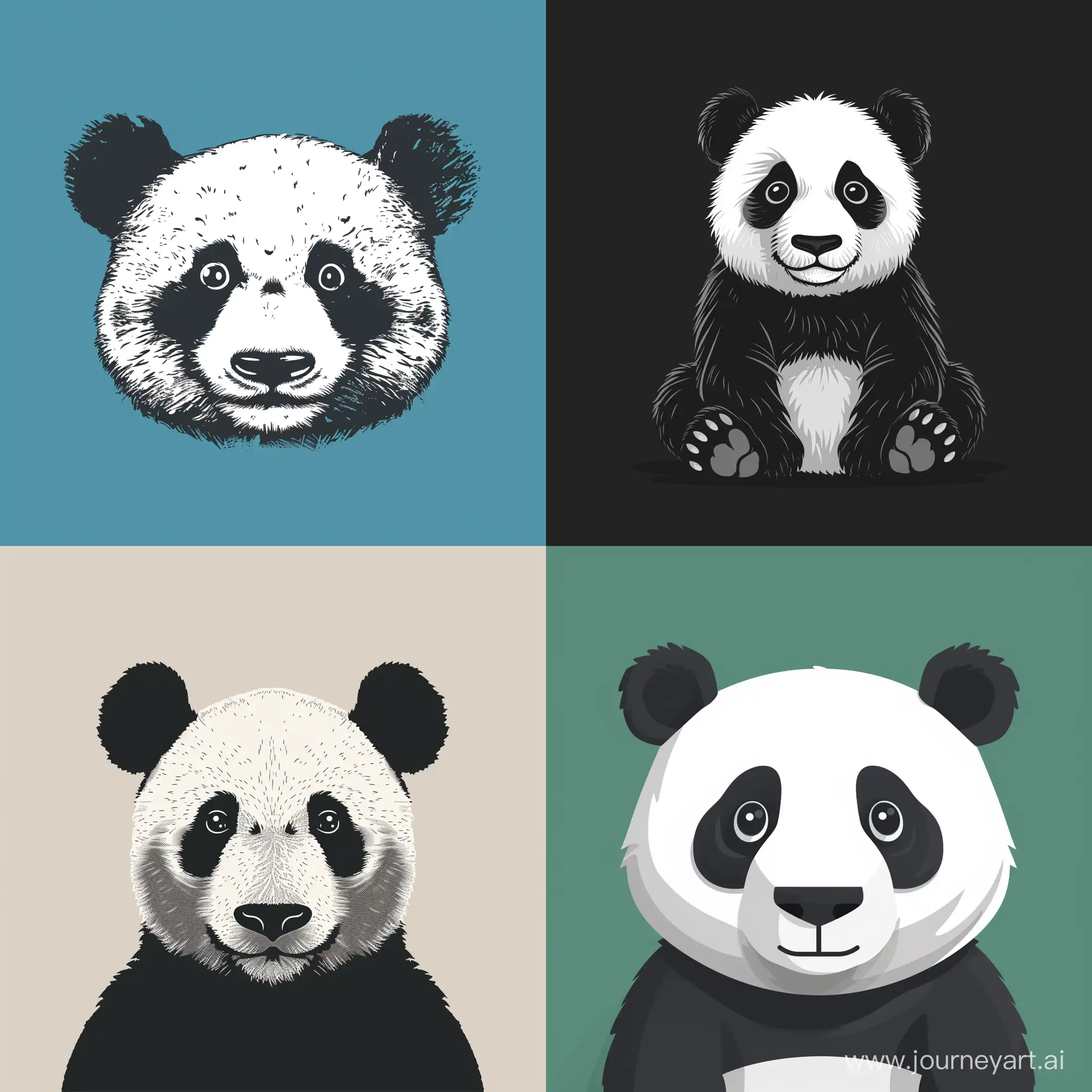 panda, minimalist tasarım, vektörel
