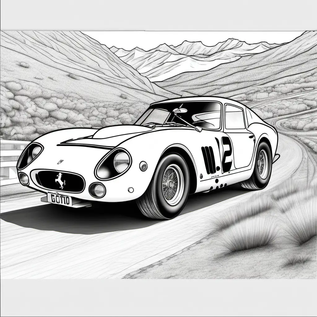 Reate a coloring page with Ferrari 250 gto