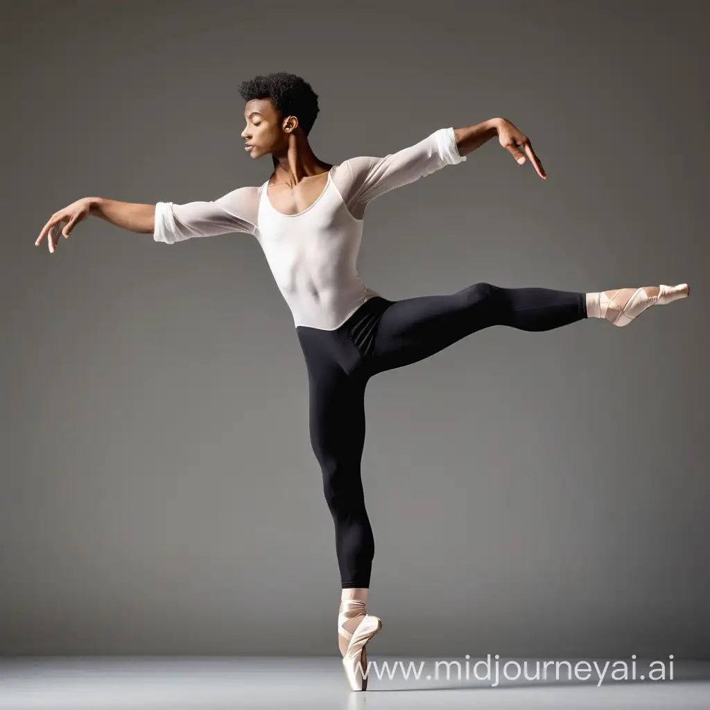 Energetic Male Ballet Dancer Performing Classic Movements in Childlike Style
