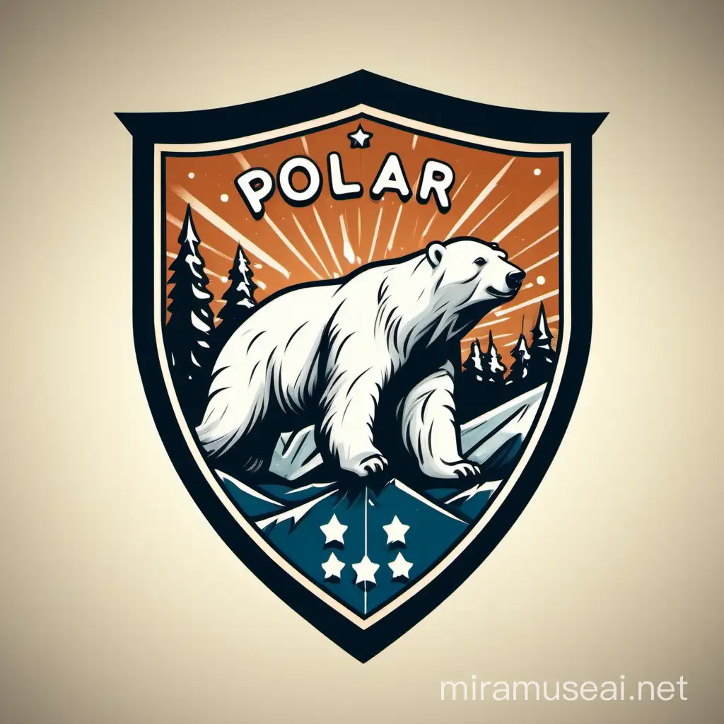 draw a polar bear logo simple vintage on a shield