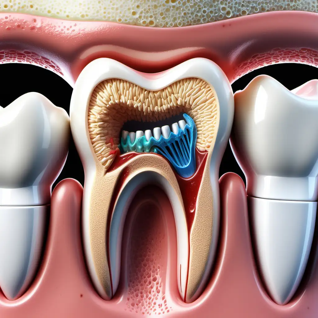 Tooth Decay:  Illustrate a close-up of a tooth with visible decay. Show a magnified view of bacteria attacking tooth enamel. Include an image of a toothbrush or dental tools for preventive care.
