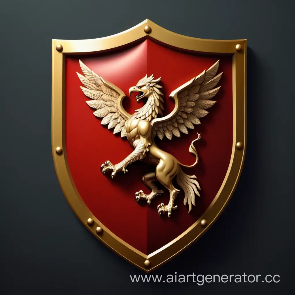 Minimalist-Red-Shield-with-Golden-Griffin-Emblem-Art
