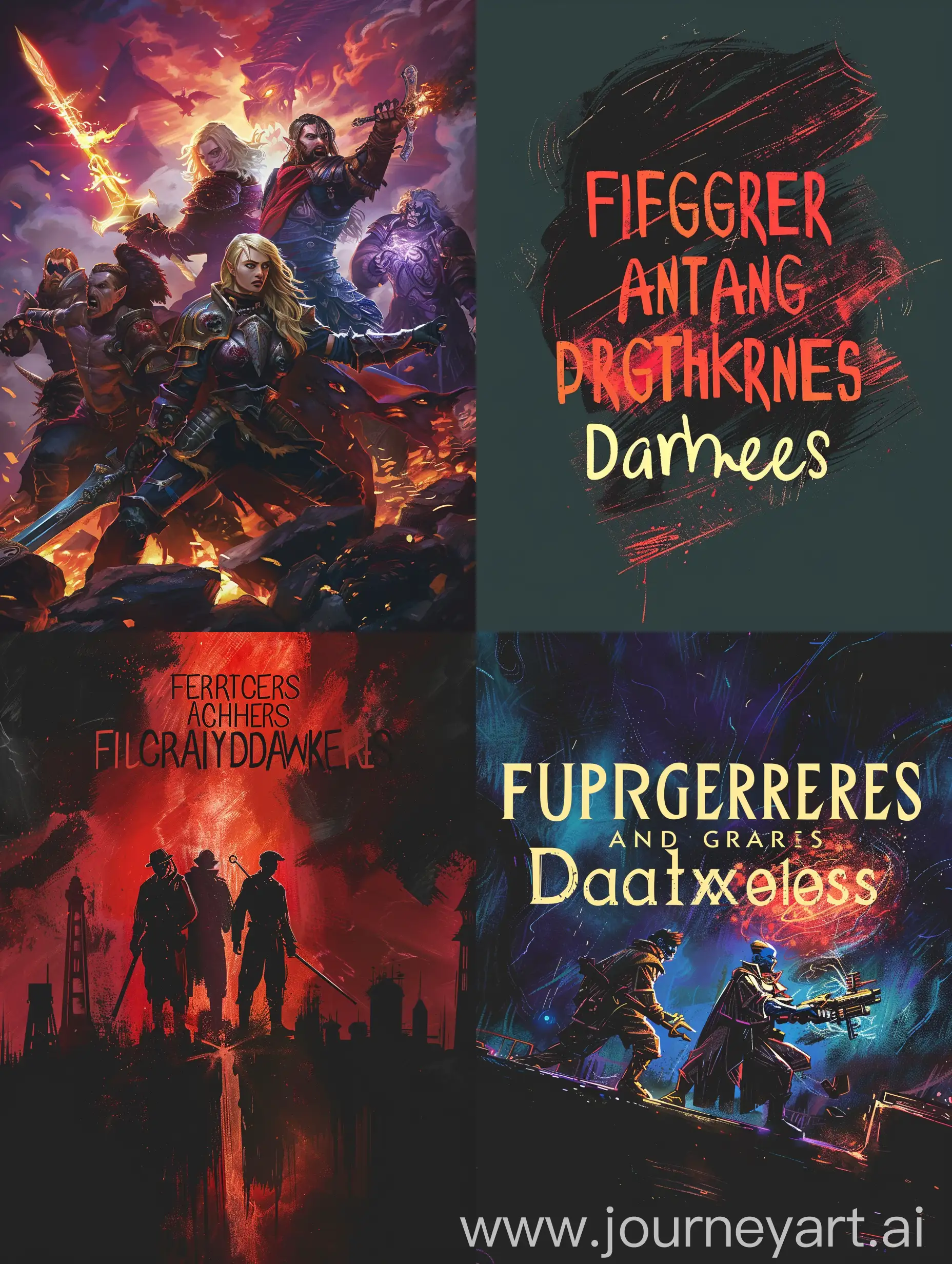 Do a design for the cover of my book "Fighters Against Darkness"