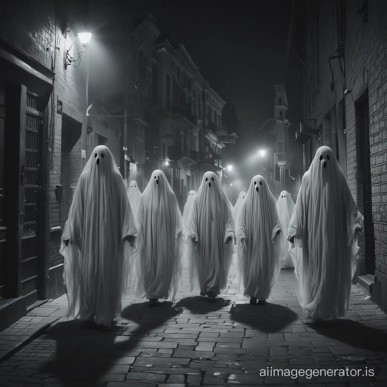 Ghosts wandering on the streets at night