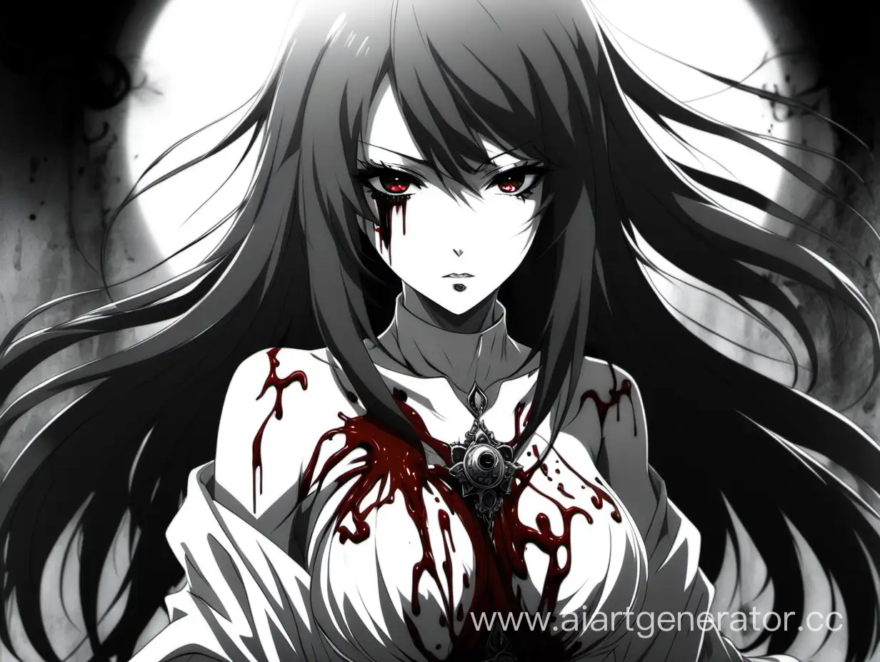 Mistress-of-Blood-and-Death-Anime-Woman-in-Striking-Black-and-White