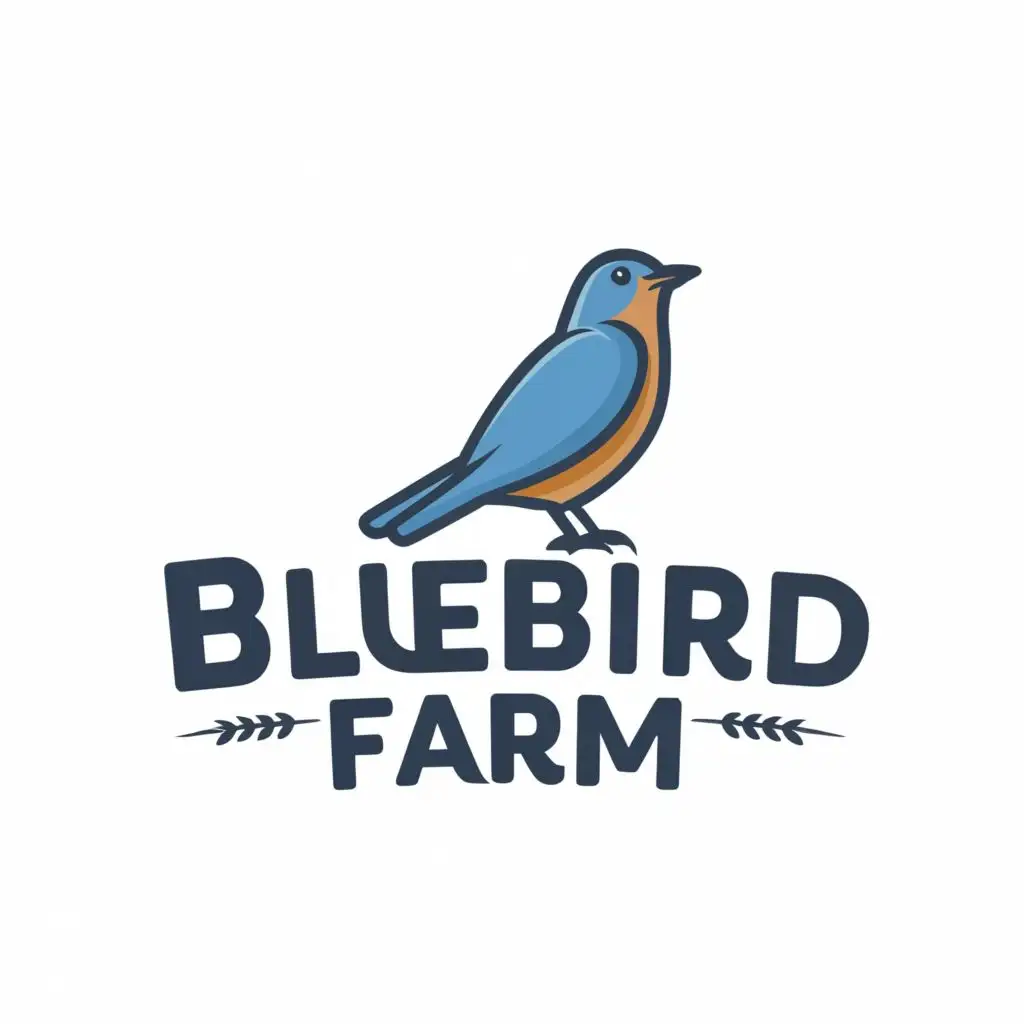logo, bluebird, with the text "Bluebird Farm", typography