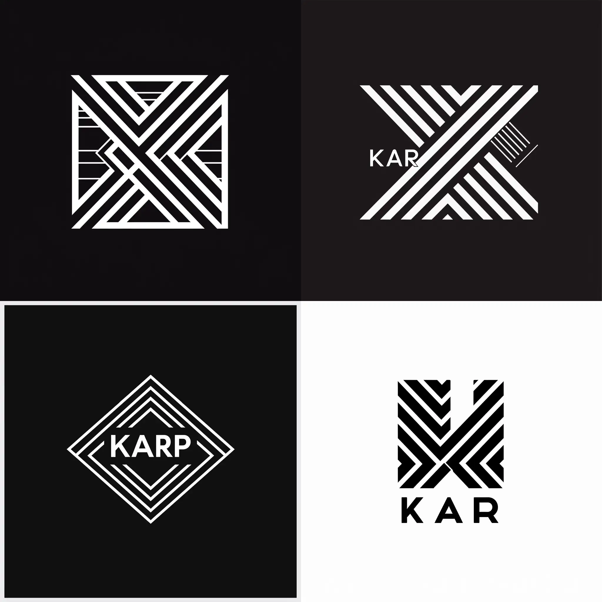 Logo KARO. Proste, geometryczne linie. Czarne i białe