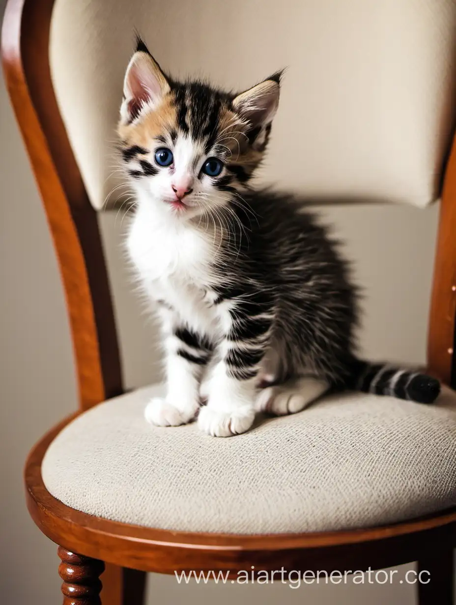 Adorable-Kitten-Sitting-on-a-Chair