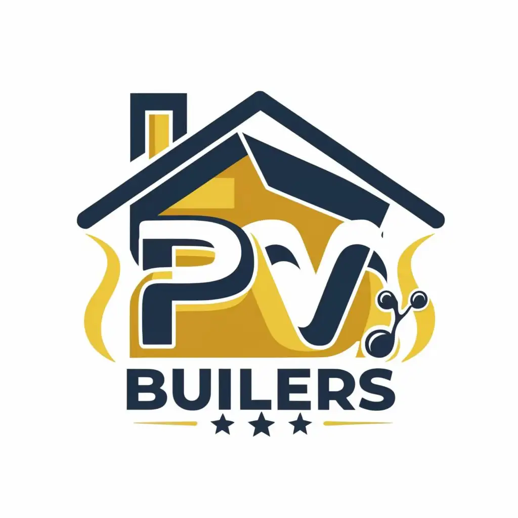 logo, home, with the text "PV BUILDERS", typography, be used in Beauty Spa industry