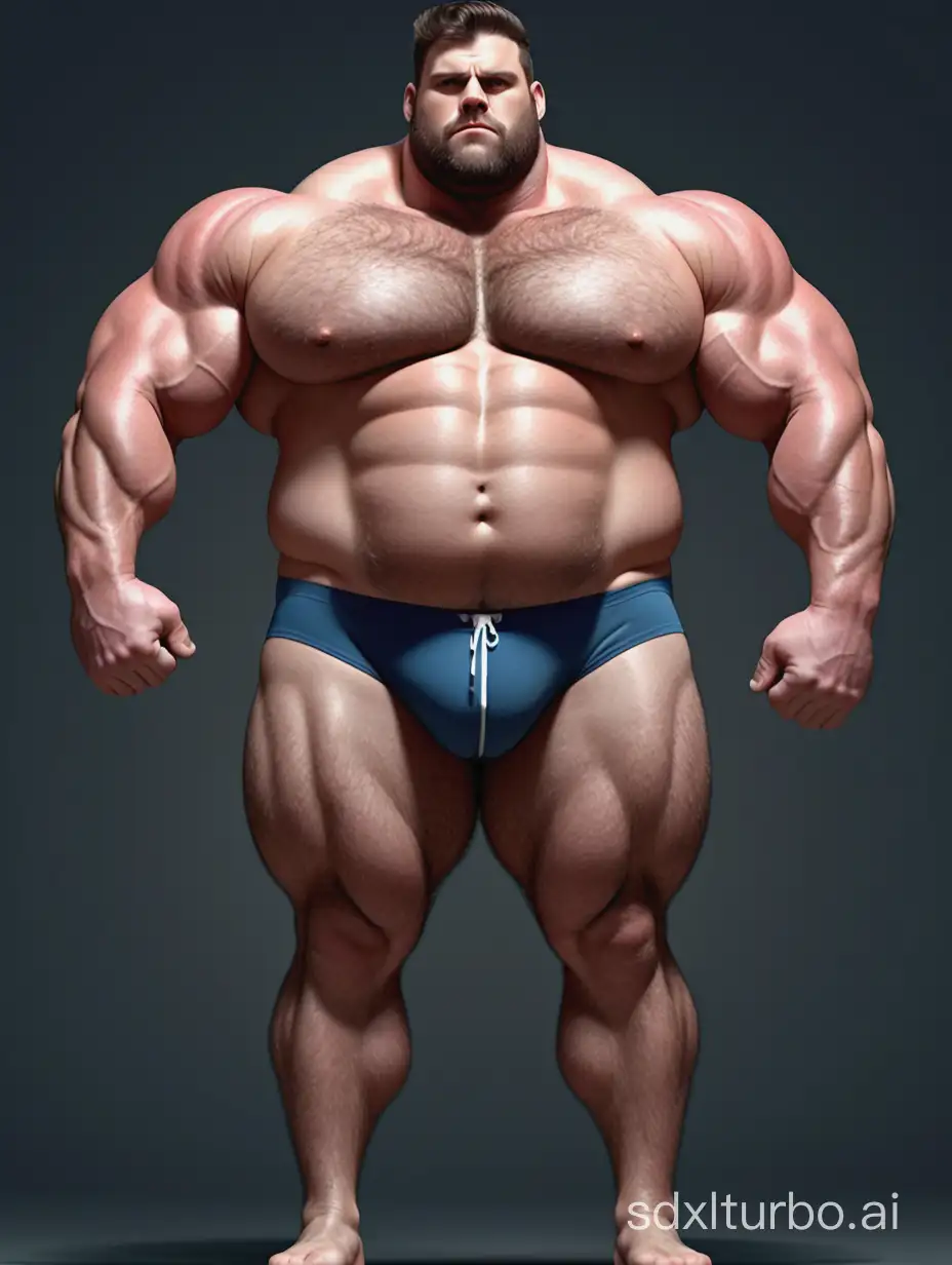 White skin and massive muscle stud, much bodyhair. Huge and giant and Strong body. Long and strong legs. 2m tall. very Big Chest. very Big biceps. 8-pack abs. Very Massive muscle Body. Wearing underwear. he is giant tall. very fat. very fat. very fat.Full Body diagram.