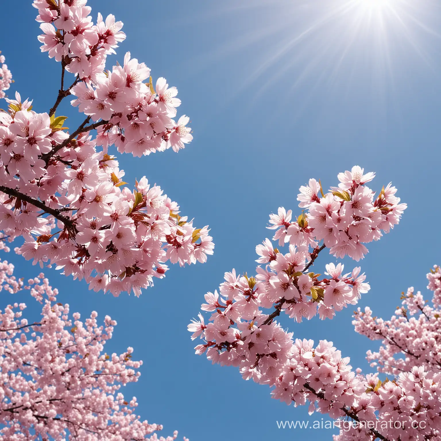 Sunny-Day-Cherry-Blossom-Petals-Dancing-in-the-Wind-under-Blue-Sky