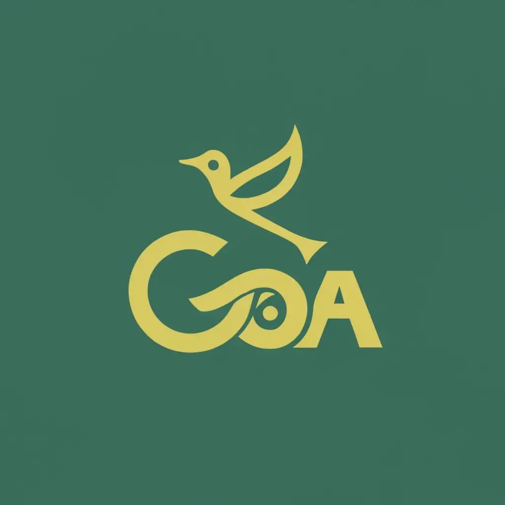 logo, leaf & bird,modern, by vector, with the text "goa", typography