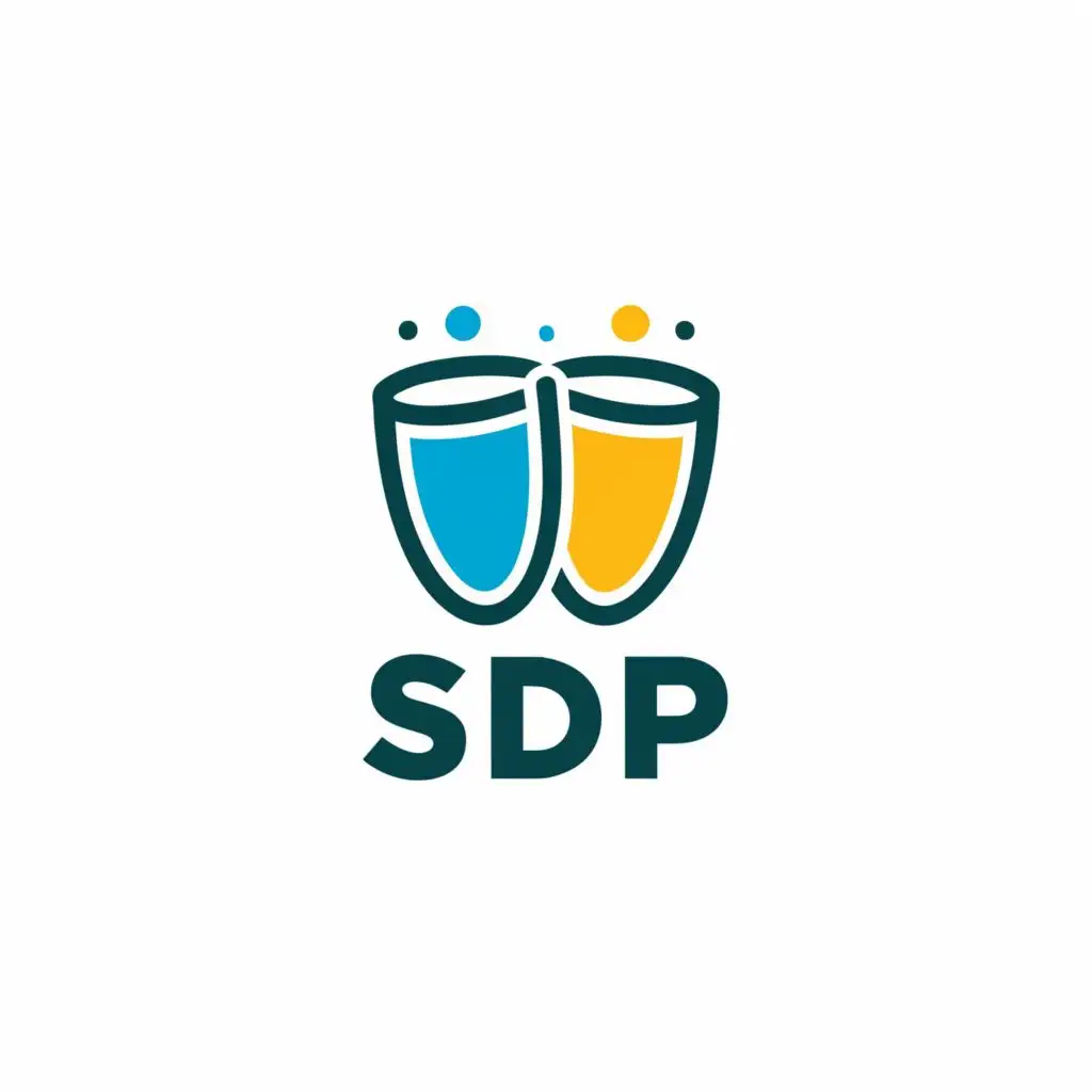 logo, FORMAL LOGO, JUST COMBINATION OF 2 CHEERFUL COLORS, ICON SEPARATED FROM THE LOGO NAME COMPOSED OF CONGA INSTRUMENT MERGED WITH POLICE BADGE, with the text "SDP", happy typography, be used in Events industry