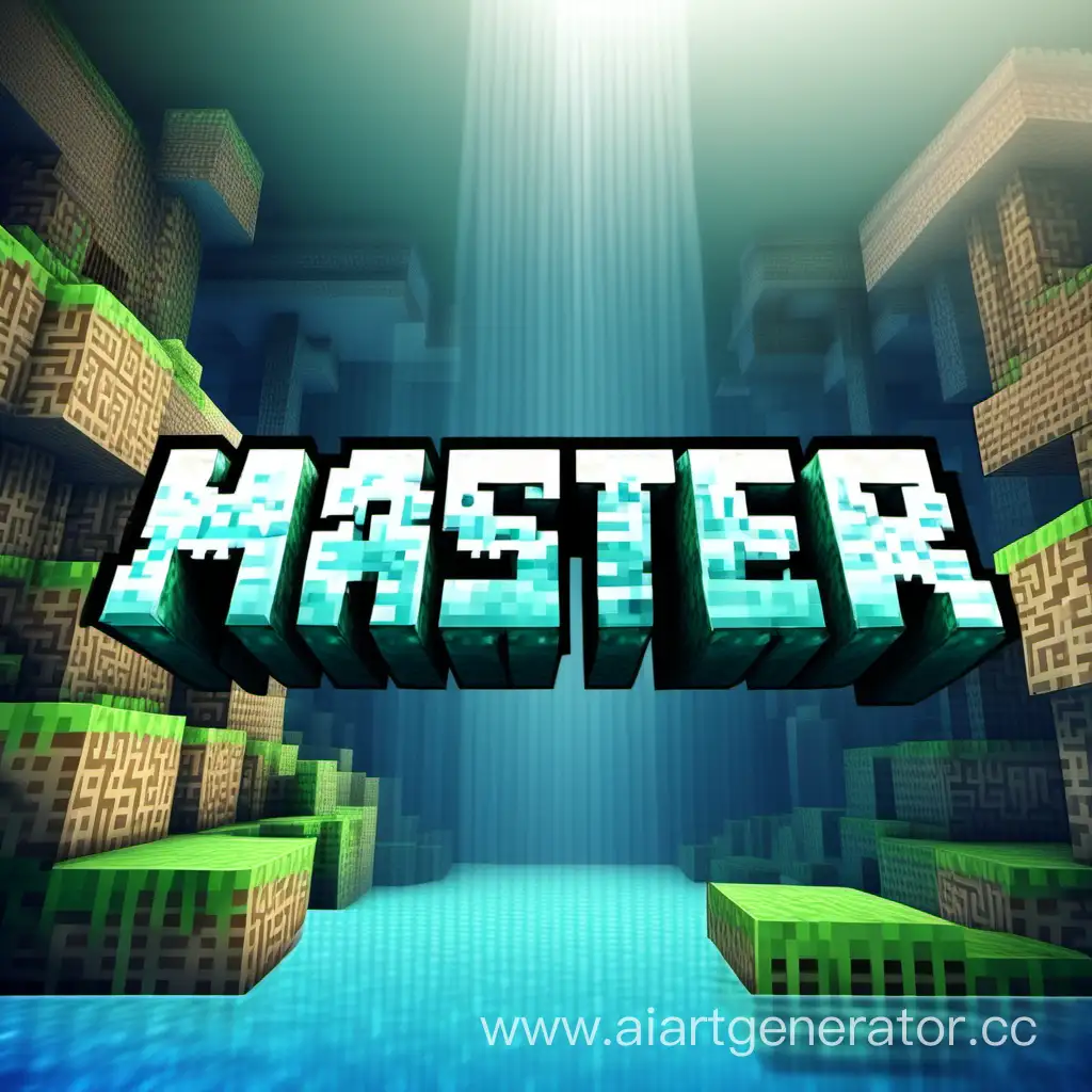 Minecraft-style water background with the inscription Master