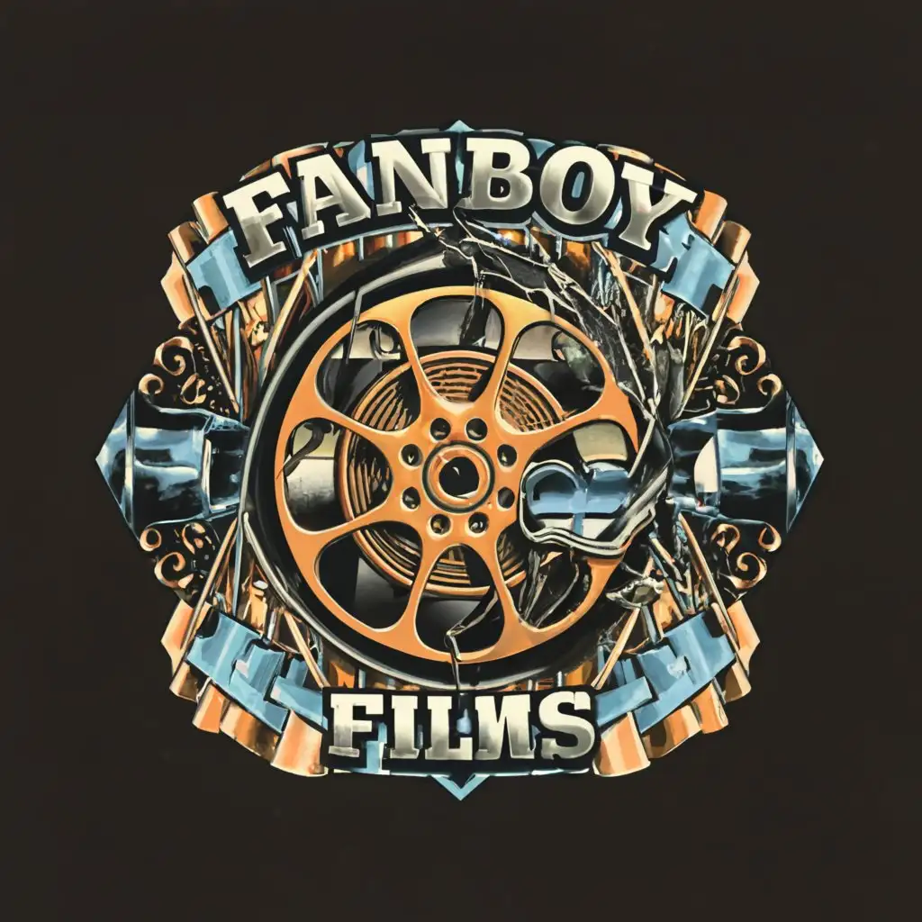 LOGO Design For Fanboy Films Cinematic Elegance with Film Reel on Black ...