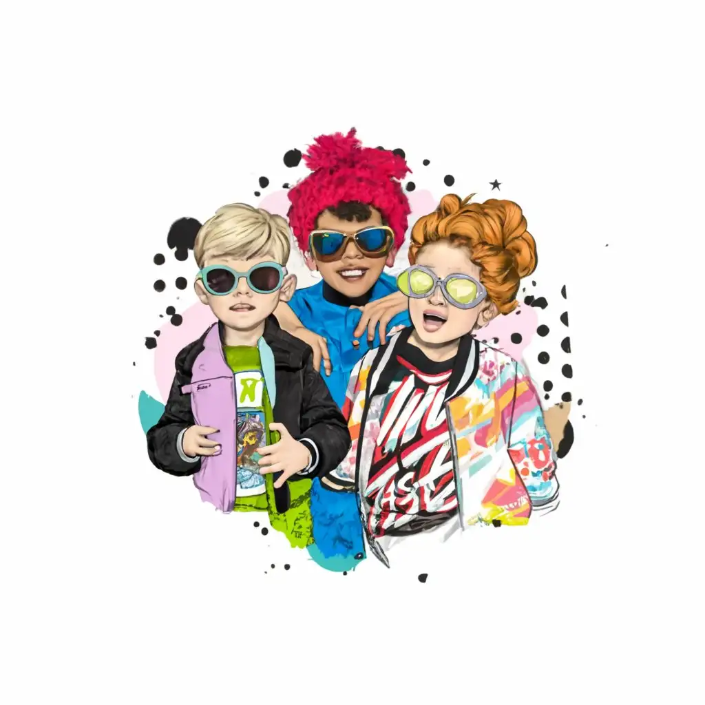 3 kids in cool clothes
Add the logo name on this Same picture