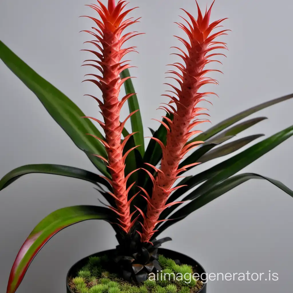 Aechmea-Distichantha-Exotic-Bromeliad-Plant-with-Vibrant-Red-Blooms
