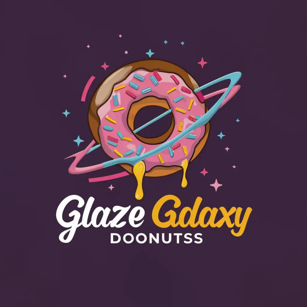 a logo design,with the text "Glaze Galaxy Donuts", main symbol:donuts,complex,clear background