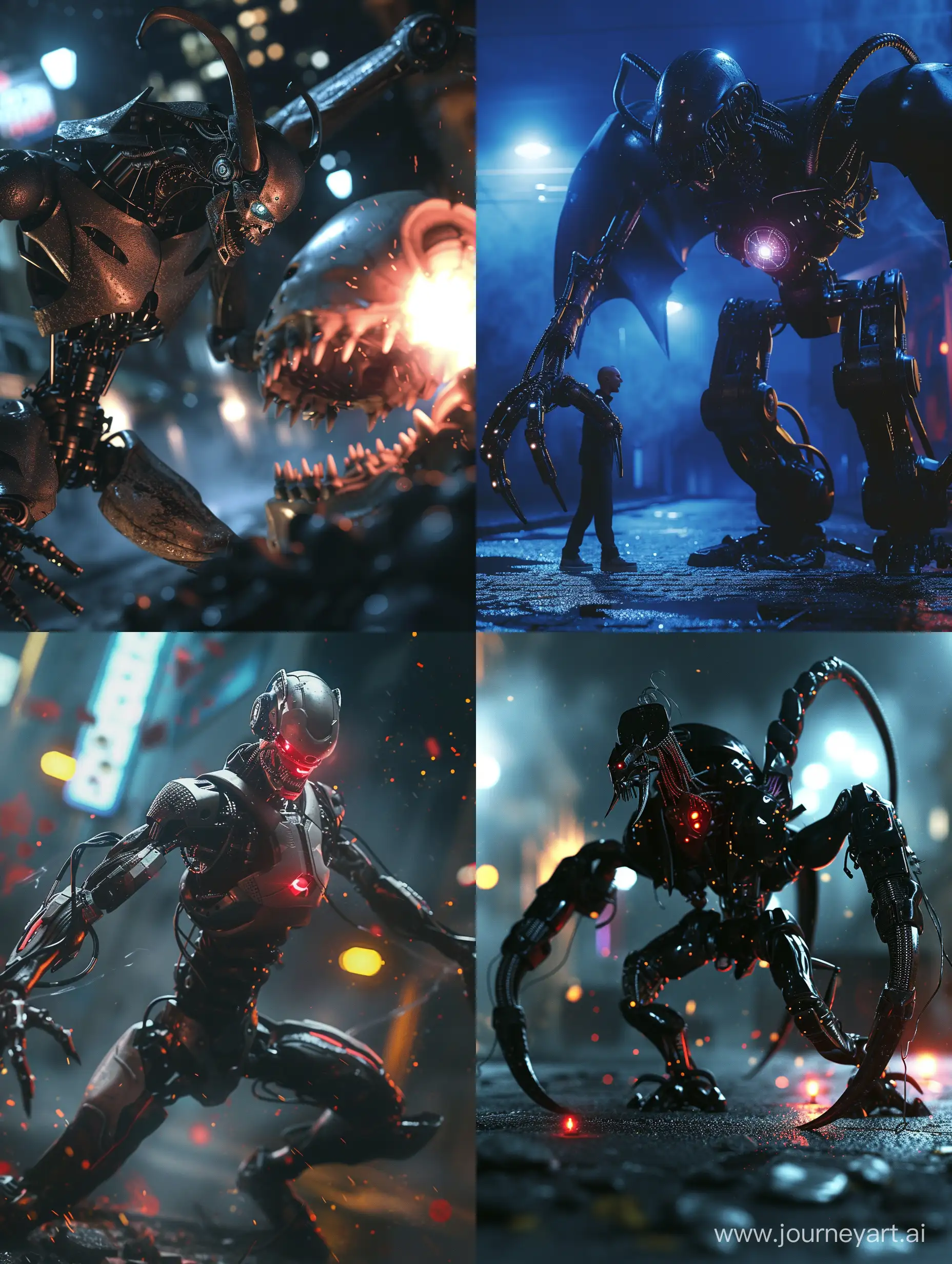 Marvel menghentikan serangan setan robot malam hari realistis sinematik wallpaper hd HQ estetika memikat menarik menawan memukau mengagumkan keren