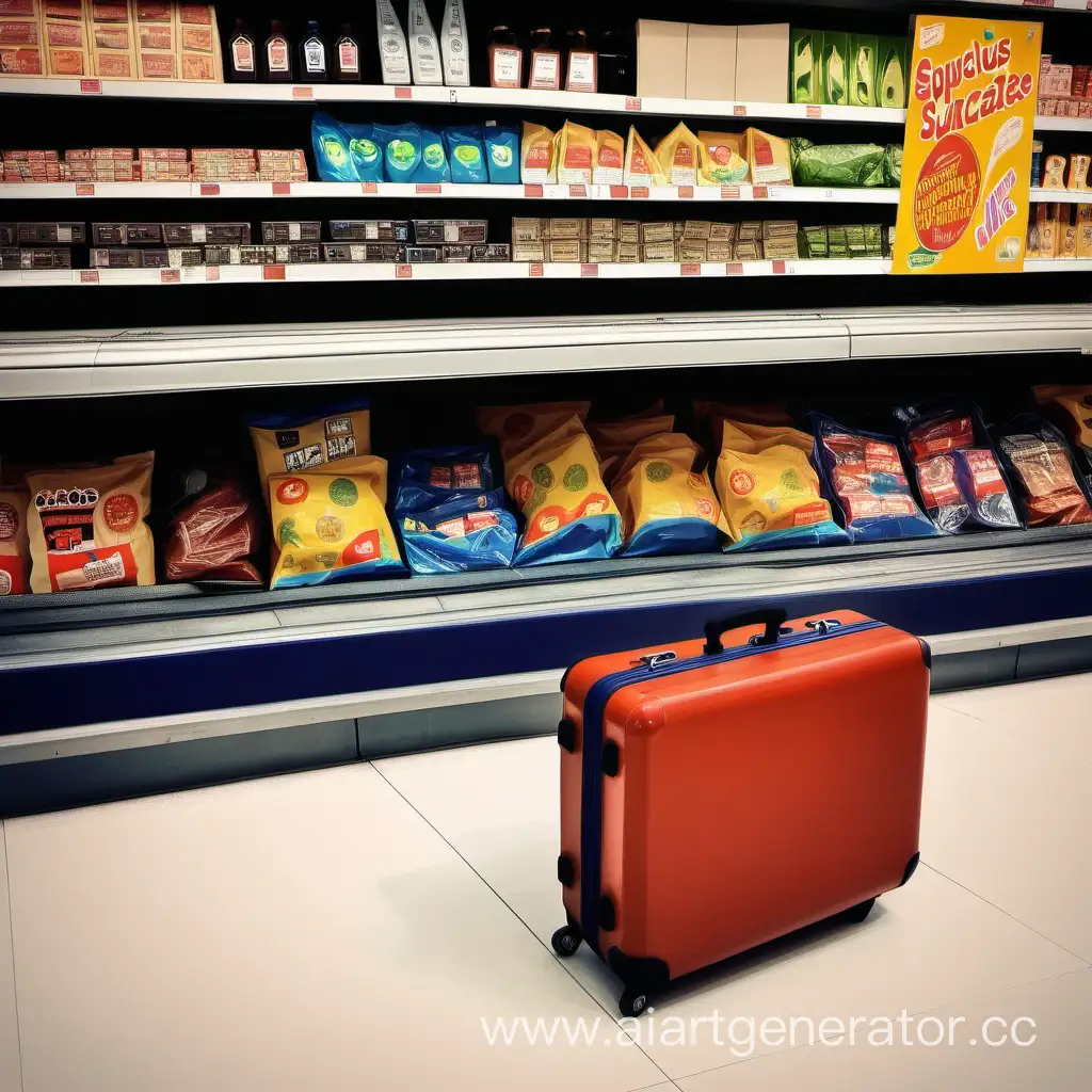 подозрительный чемодан находится в супермаркете