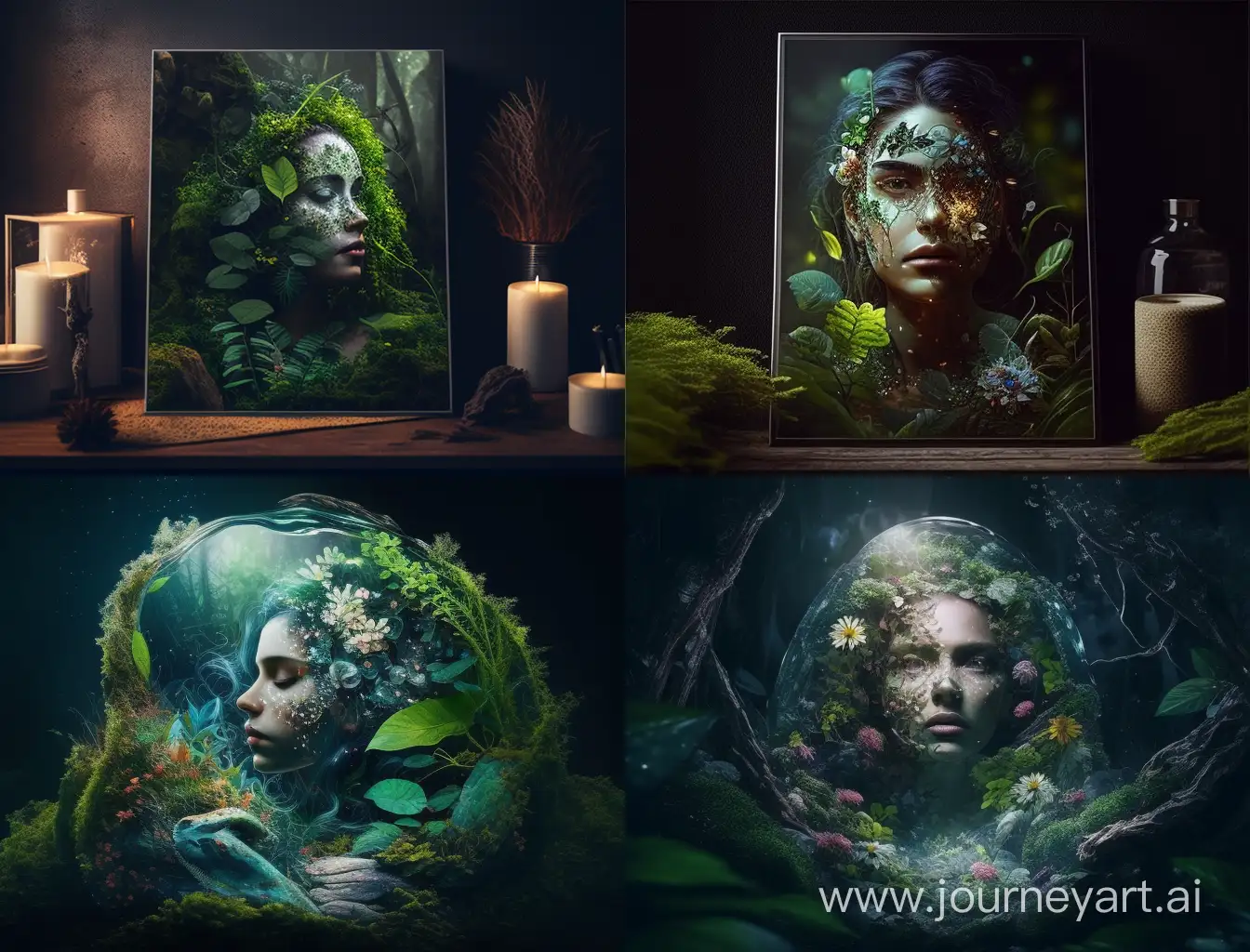 Ethereal-Glass-Woman-amid-Enchanting-Forest-Flora