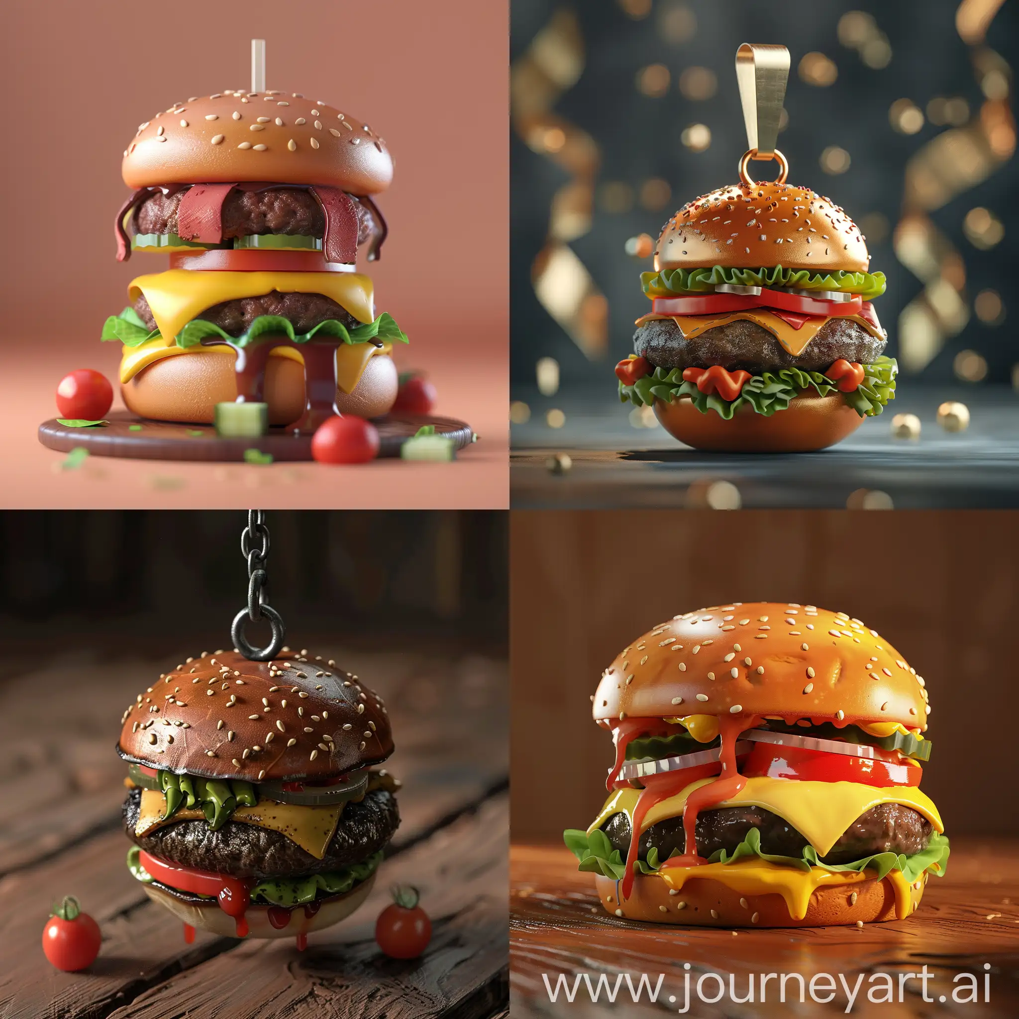 A medal with a picture of a burger :: 3D animation
