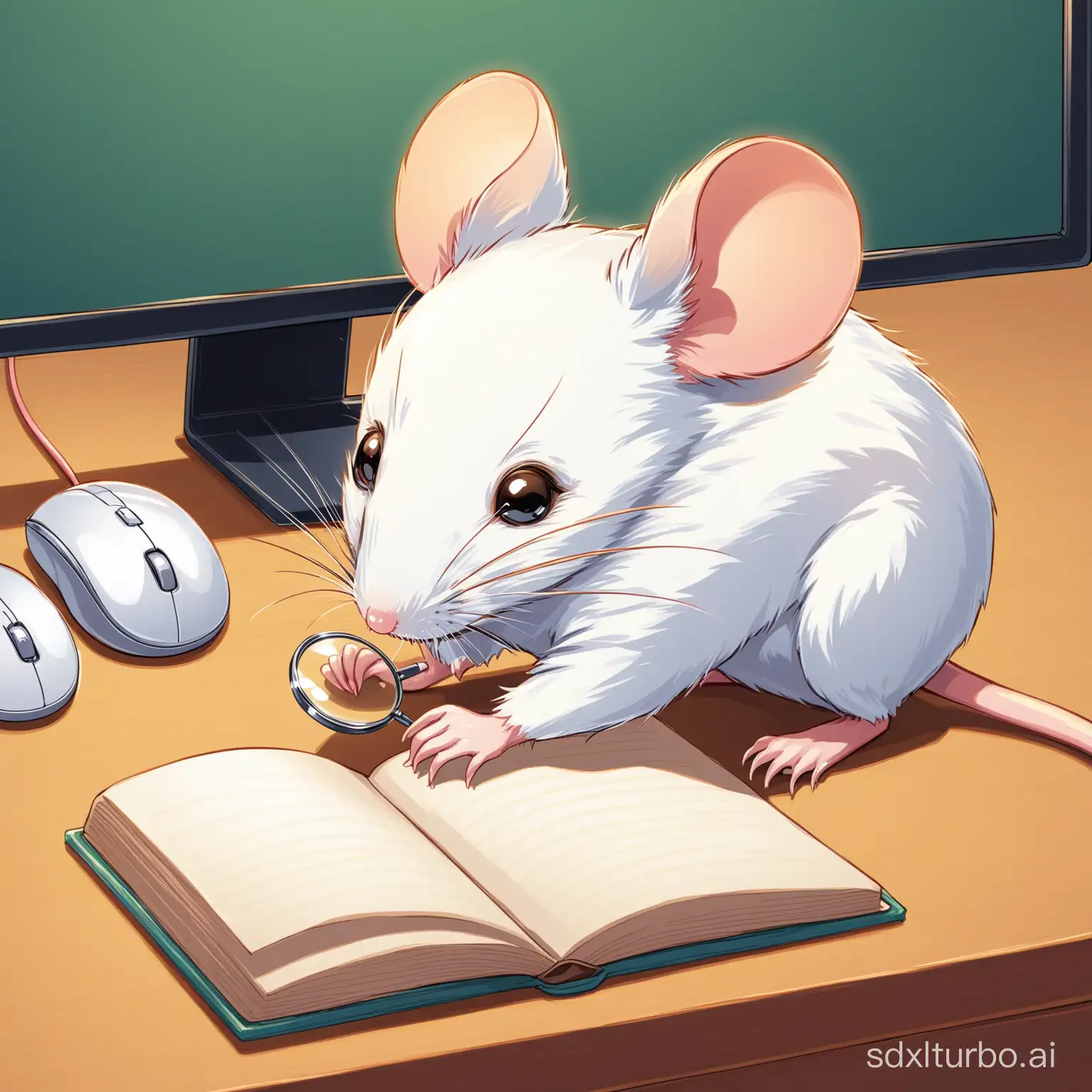 A mouse doing research