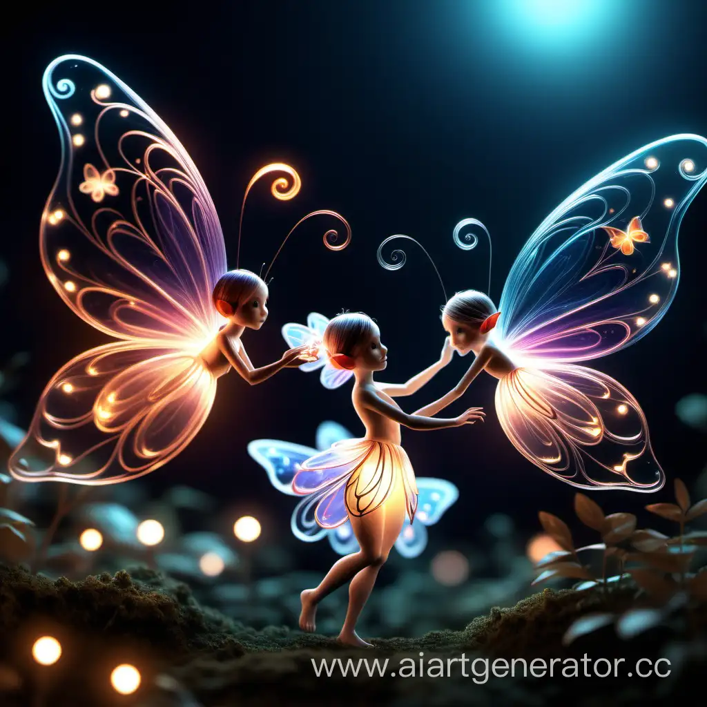 Luminis, are tiny creatures, resembling a combination of a butterfly and a fairy, etherealis are tender and playful creatures. They enjoy playing around glowing flowers and dancing in a swirl of light during the night.