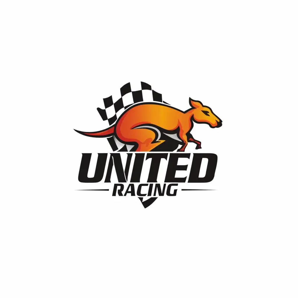 a logo design,with the text "United Racing", main symbol:Crest relating to racing and Australia,Minimalistic,be used in Automotive industry,clear background