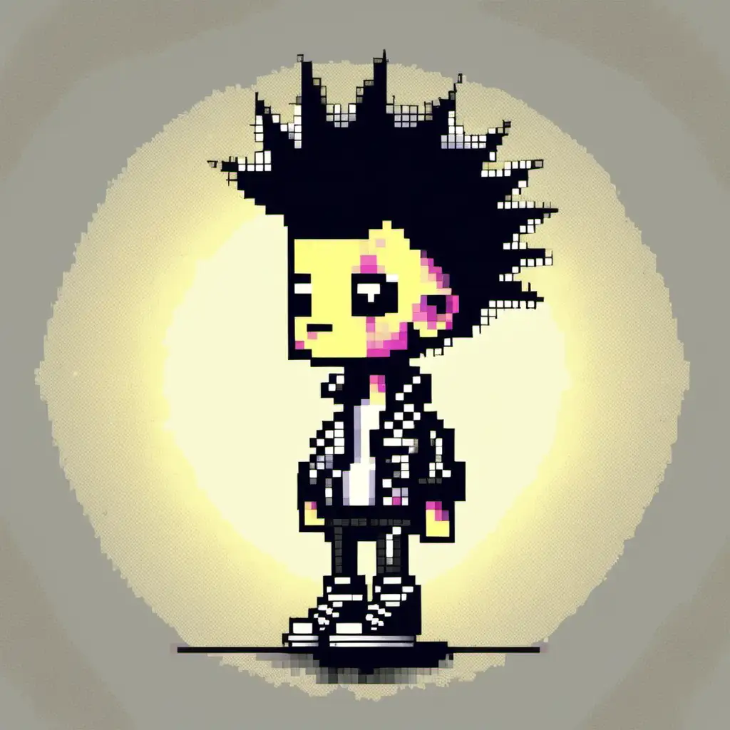 Pixel Art of a Rebellious Punk Character
