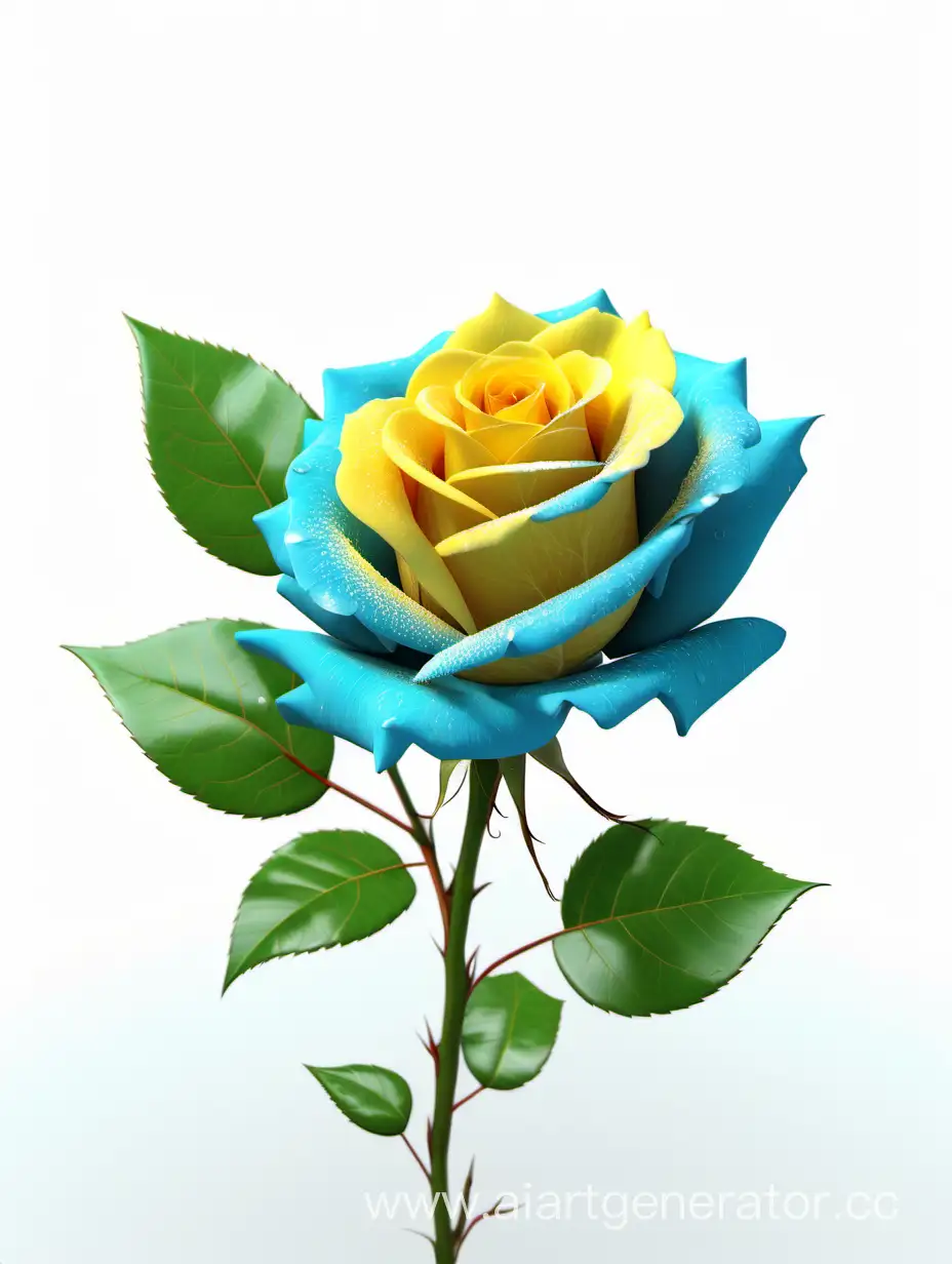 Vibrant-8K-HD-Realistic-Sky-Blue-Yellow-Rose-with-Fresh-Lush-Green-Leaves