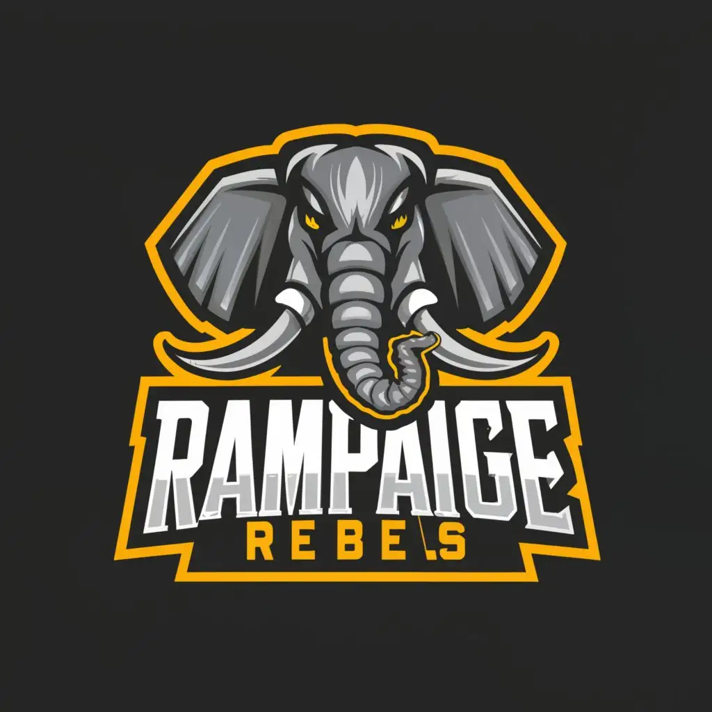 a logo design,with the text 'Rampage Rebels', main symbol:Angry Elephant,Moderate,be used in Sports Fitness industry,clear background