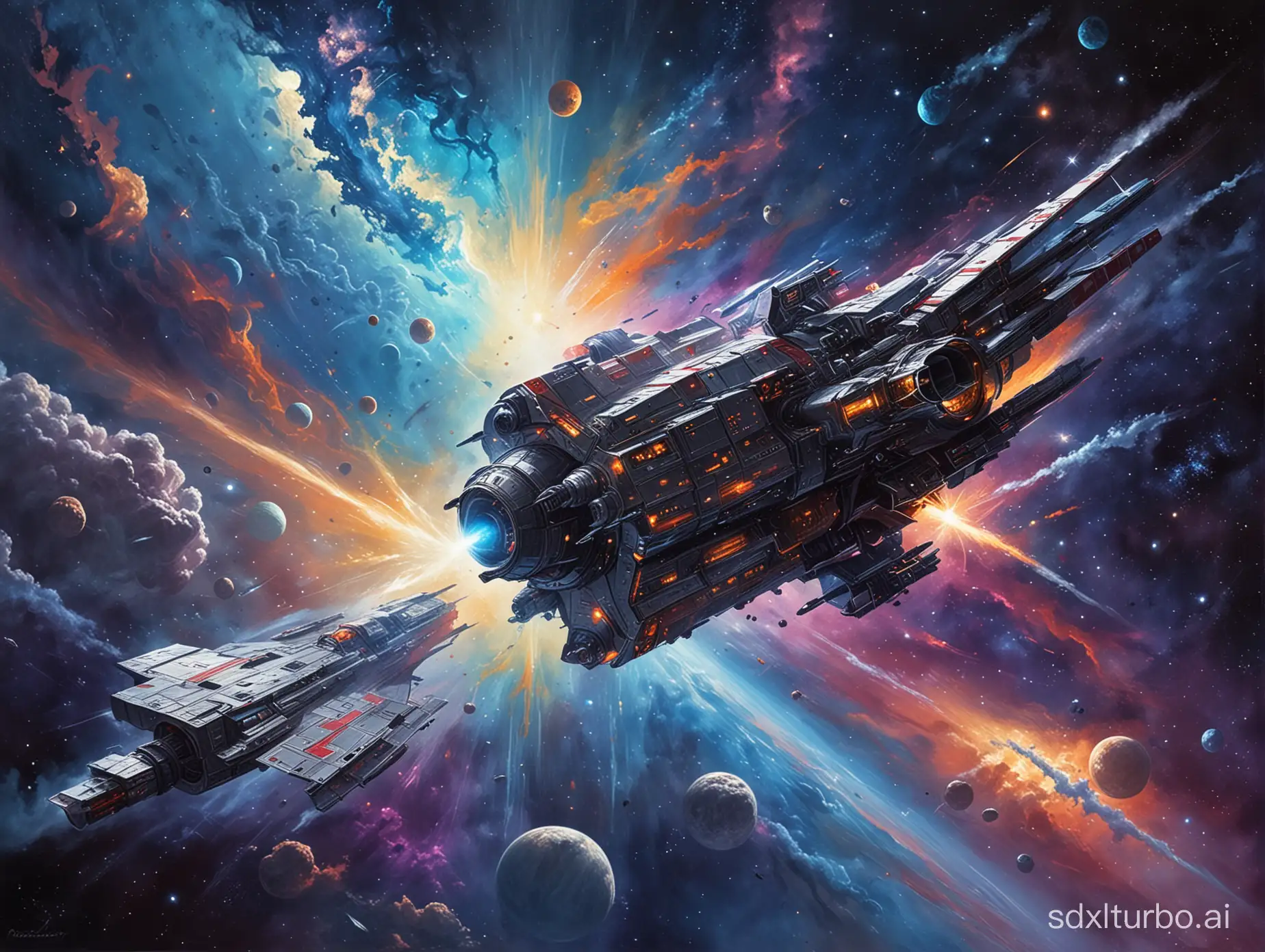 Space science fiction painting