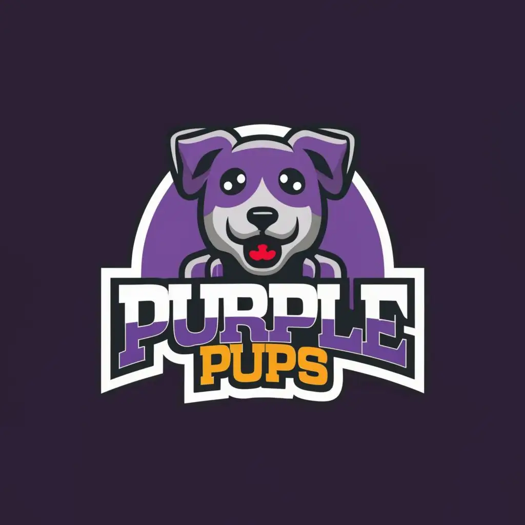 logo, dog, with the text "Purple Pups", typography, be used in Animals Pets industry