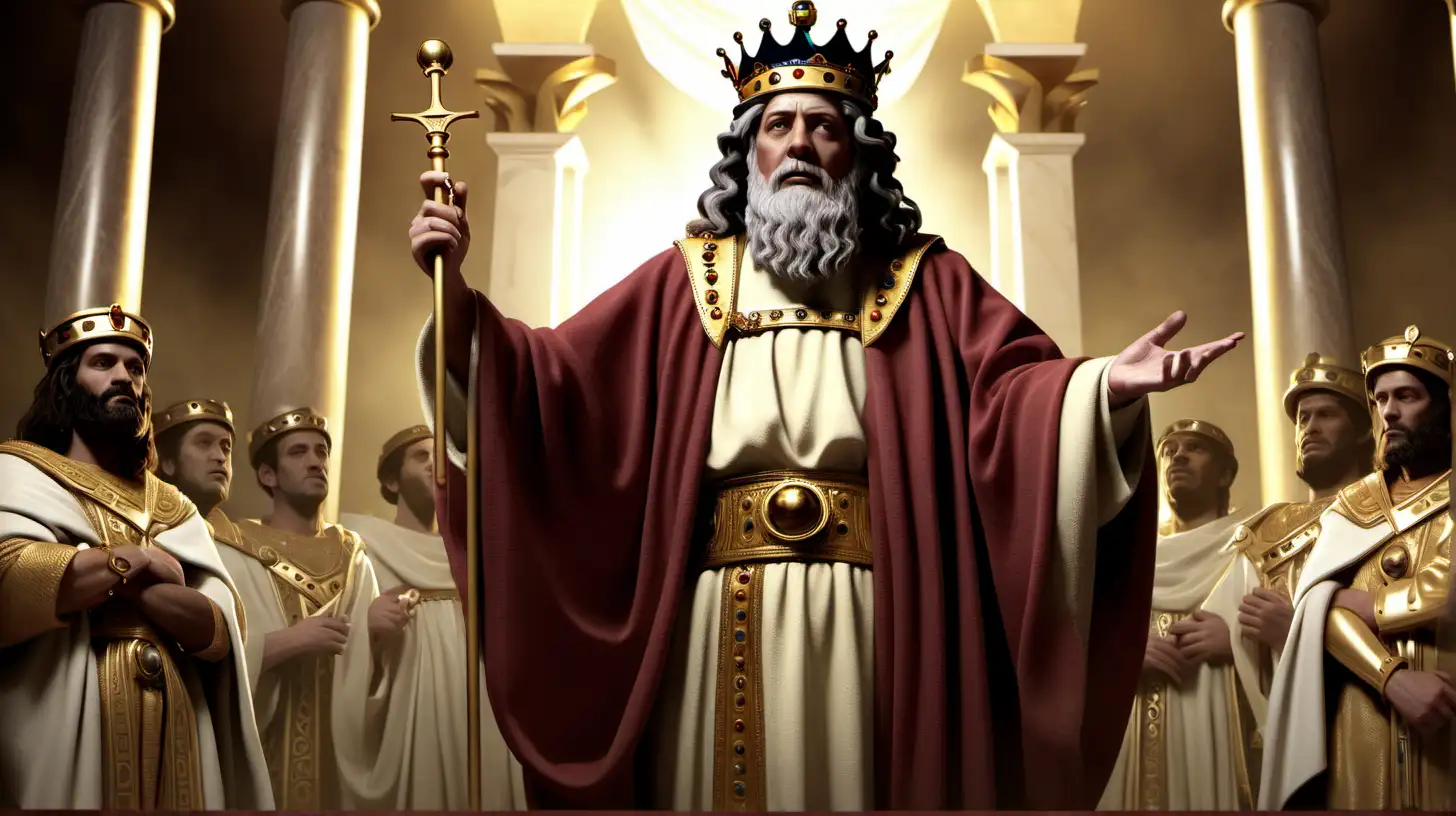 Majestic King Solomon Ruling in Golden Splendor