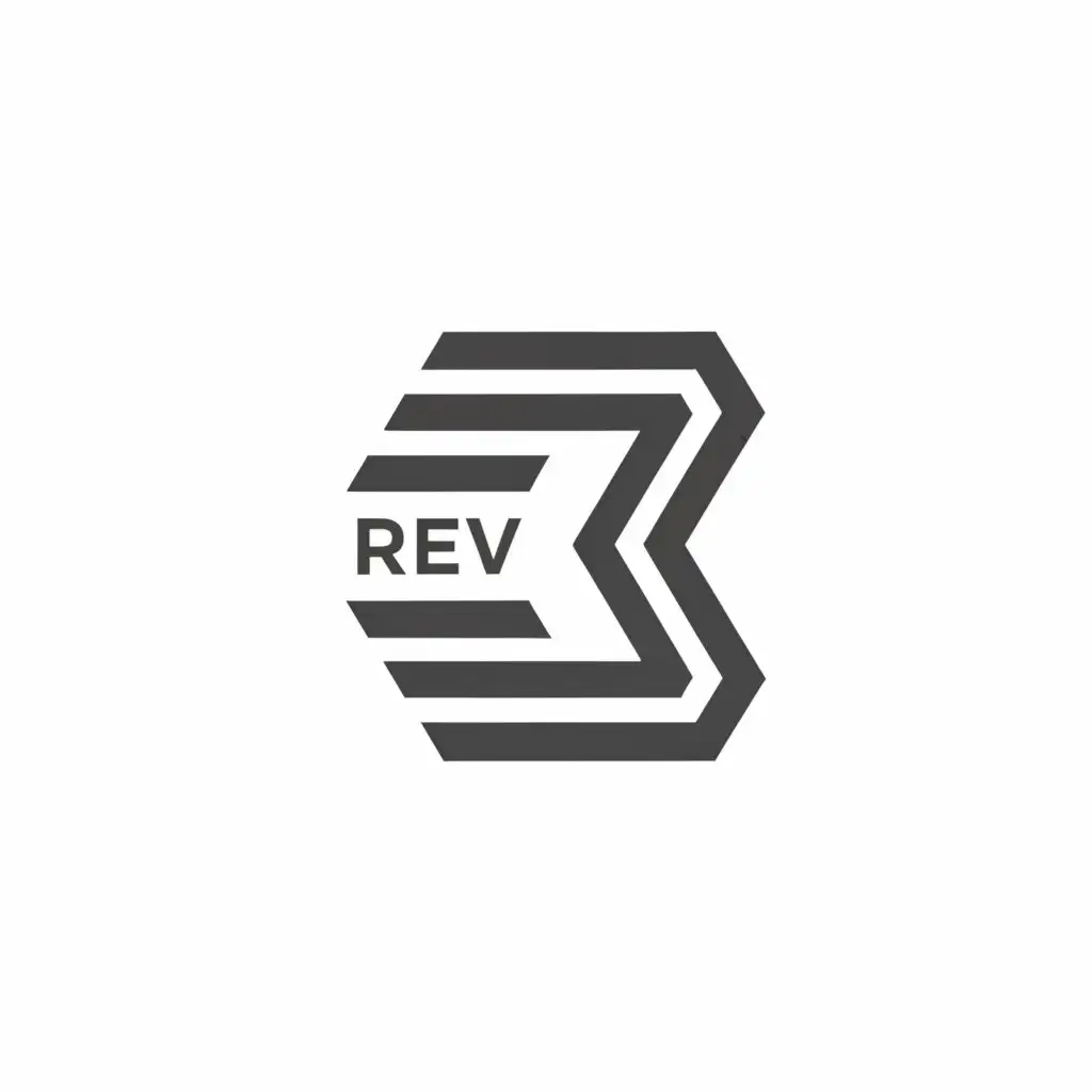 a logo design,with the text "Rev R", main symbol:Abstract Geometric,Minimalistic,clear background