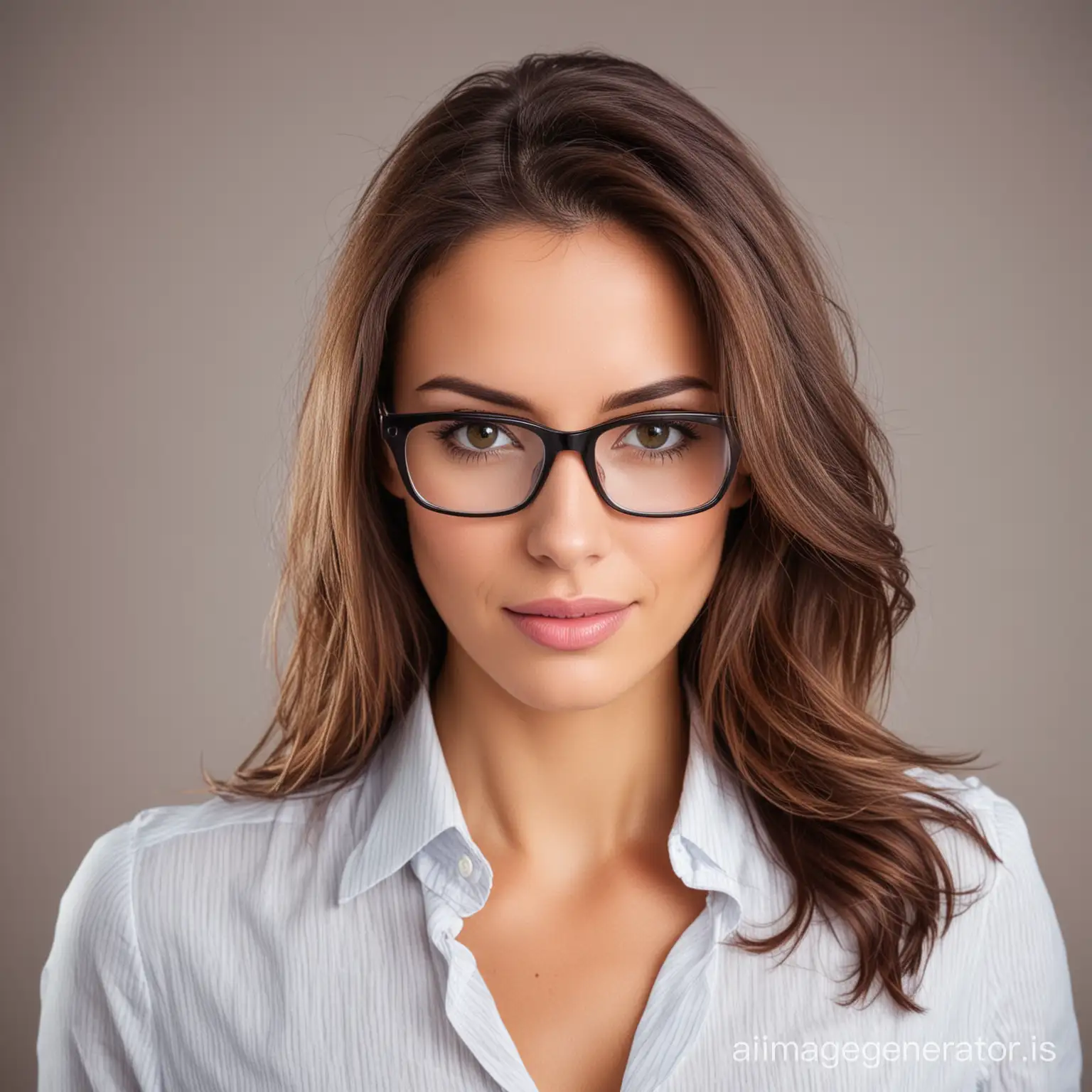 attractive brunette businesswoman glasses