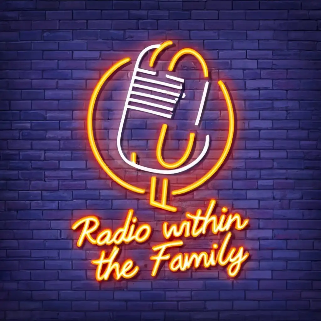 logo, Neon, Mike, with the text "Radio within the family", typography, be used in Entertainment industry